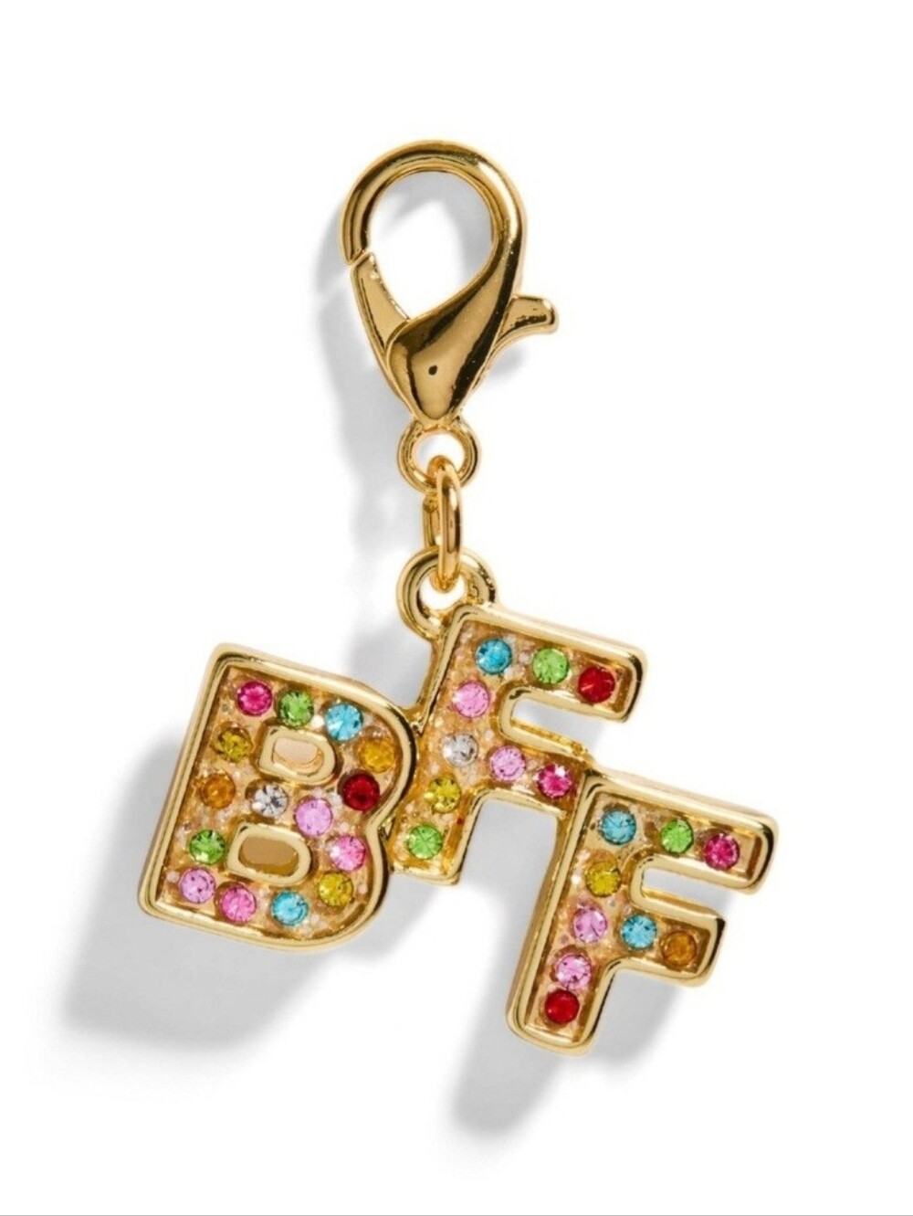 FAO Schwarz Charm Squad charm- BFF with rainbow rhinestones. Lobster clasp. Seal